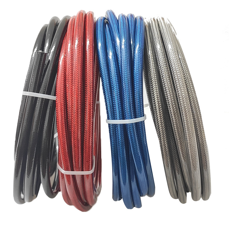 Custom an3 universal motorcycle stainless steel braided Nylon clutch brake tube line fuel hose