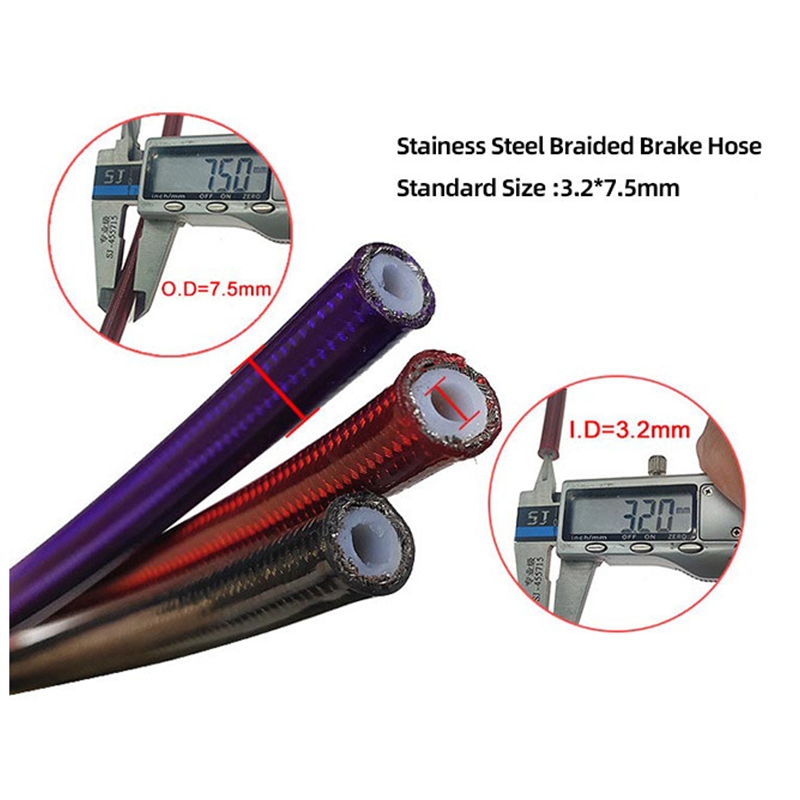 Stainless steel braided brake nylon hose with brake fitting for car motorcycle